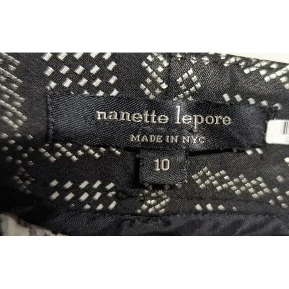 Nanette Lepore Pants Women’s Size 10 Ankle Long Black White Geometric Work Wear - Picture 9 of 9